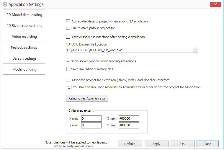 **Flood Modeller Settings**