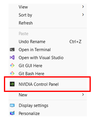 **Accessing NVIDIA Control Panel from the Desktop**