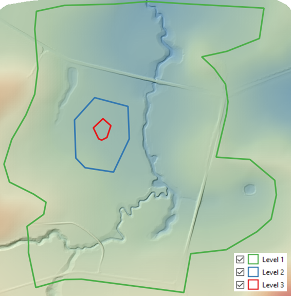 Example of Quadtree Nesting Level Polygons