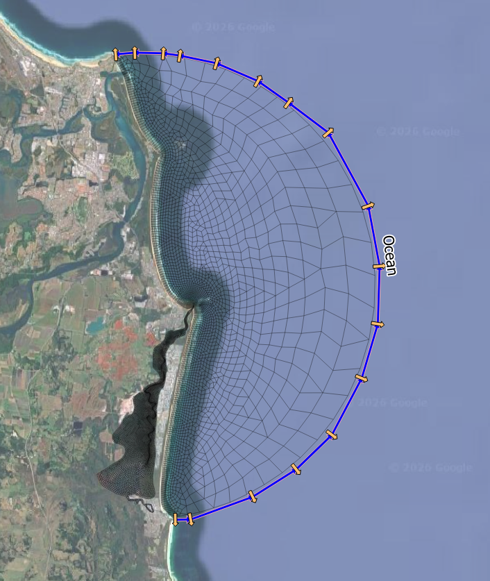 Nodestring Defining Offshore Astronomical Tide Boundary Location