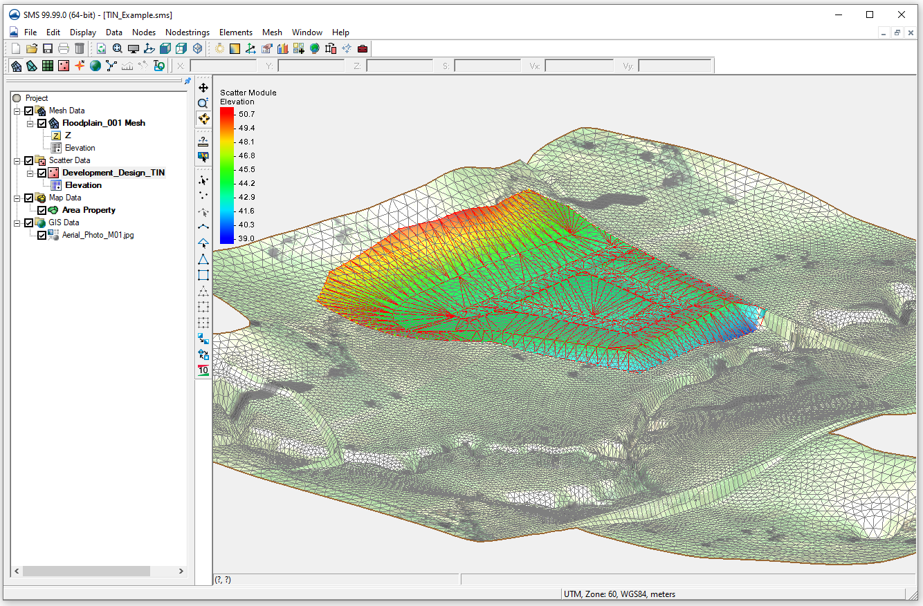 Oblique View of Design Mesh Topoography