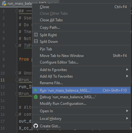 **Run scripts in PyCharm**